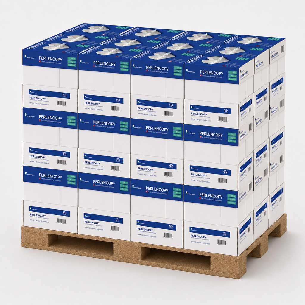 PERLENCOPY Recycling-Kopierpapier 100'000 Blatt A4 80g/m², Weisse ISO 70, (40 Boxen)