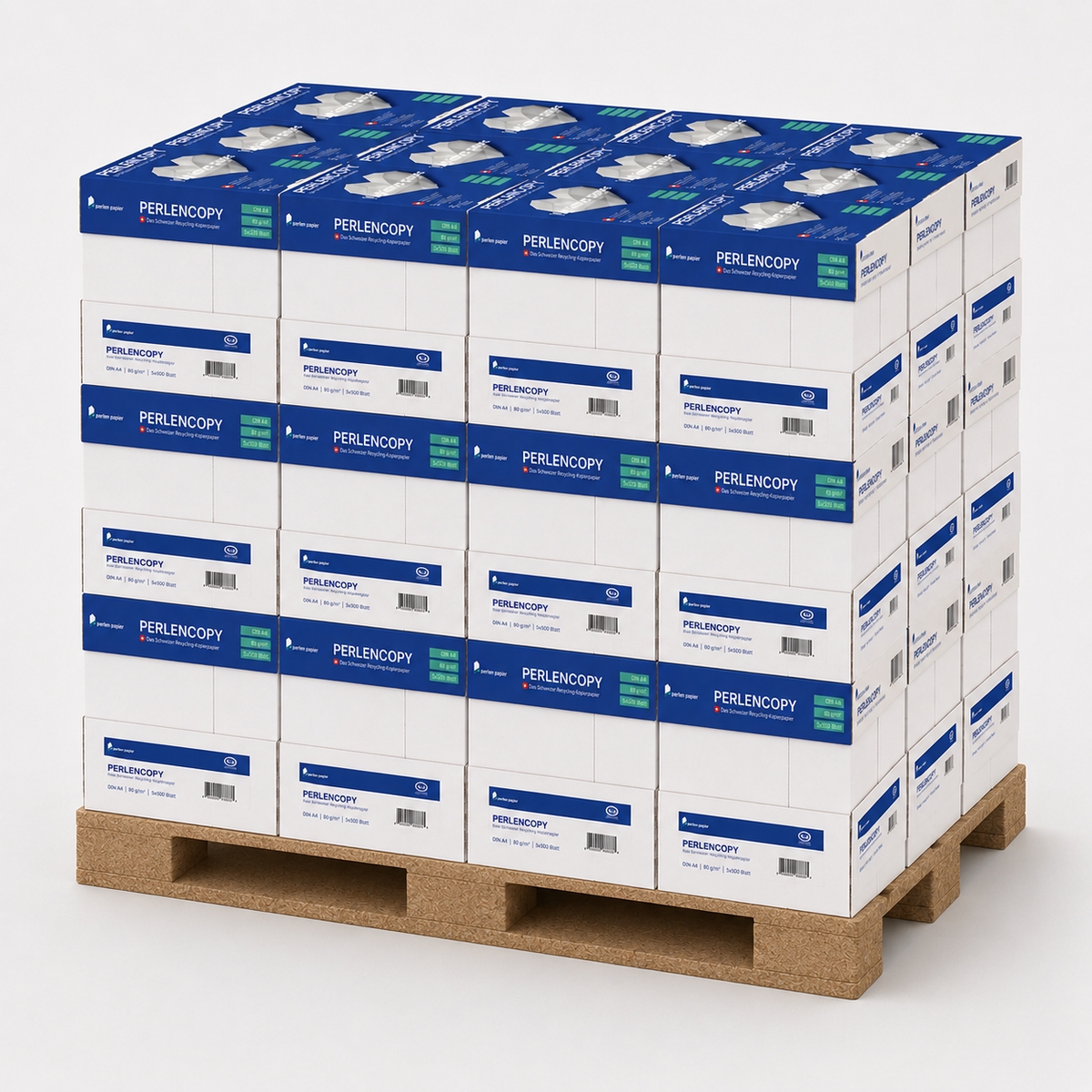 PERLENCOPY Recycling-Kopierpapier 100'000 Blatt A4 80g/m², Weisse ISO 70, (40 Boxen)